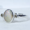 Sterling Silver - Solid Boulder Opal - Natural Diamonds