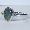 Sterling Silver - Solid boulder Opal - Natural Diamonds