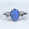 Natural Australian Boulder Opal Silver and Diamond Ring