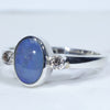 Sterling Silver - Solid Boulder Opal - Natural Diamonds