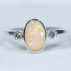 Natural Australian Boulder Opal Silver and Diamond Ring