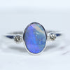 Australian Solid Boulder Opal and Diamond Silver Ring - Size 7.5 Code RM39