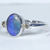 Australian Solid Boulder Opal and Diamond Silver Ring - Size 7.5 Code RM39