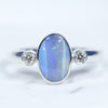 Natural Australian Boulder Opal Silver and Diamond Ring