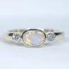 Natural Australian Lightning Ridge Crystal Opal Gold and Diamond Ring