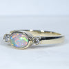 10k Gold - Solid Crystal Opal - Natural Diamonds