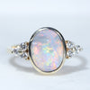 Natural Australian Opal Gold Ring With Diamonds