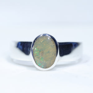 Natural Australian Boulder Opal Silver Ring