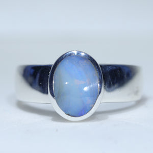 Natural Australian Boulder Opal Silver Ring