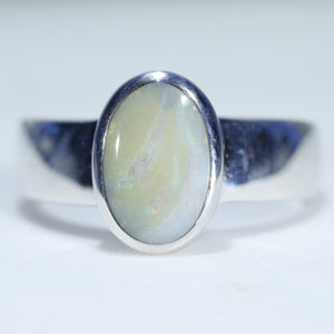 Natural Australian Boulder Opal Silver Ring