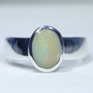 Natural Australian Boulder Opal Silver Ring