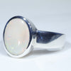 Easy Wear Silver Opal Ring - Thick Silver Band