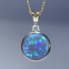 Natural Australian Black Opal Gold and Diamond Pendant
