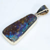 Natural Australian Boulder Opal Gold Pendant (18mm x 8mm) Code - ESP14