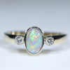Natural Australian Dark Opal and Diamond Gold Ring - Size 6.25 US Code - EJ291