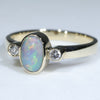 Natural Australian Dark Opal and Diamond Gold Ring - Size 6.25 US Code - EJ291