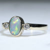 Natural Australian Dark Opal and Diamond Gold Ring - Size 6.25 US Code - EJ291