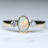 Natural Australian Lightning Ridge Gold Opal Ring with Diamonds