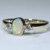 10k Gold - Solid Dark Opal - Natural Diamonds