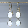 Natural Australian White Opal Gold Drop Earrings