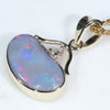 Natural Australian Black Opal and Diamond Gold Pendant (7.5mm x 13.5mm) Code - ESP116