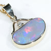 Natural Australian Black Opal and Diamond Gold Pendant (7.5mm x 13.5mm) Code - ESP116