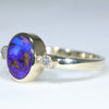 Natural Solid Australian Boulder Opal and Diamond Gold Ring - Size 8 US Code - EM12