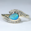 Natural Australian Solid Boulder Opal and Diamond Gold Ring Size - 7.25 US Code  EM09