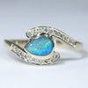 Natural Australian Solid Boulder Opal and Diamond Gold Ring Size - 7.25 US Code  EM09
