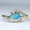 Natural Australian Solid Boulder Opal and Diamond Gold Ring Size - 7.25 US Code  EM09