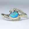 Natural Australian Solid Boulder Opal and Diamond Gold Ring Size - 7.25 US Code  EM09
