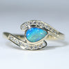Natural Australian Solid Boulder Opal and Diamond Gold Ring Size - 7.25 US Code  EM09