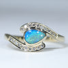 Natural Australian Solid Boulder Opal and Diamond Gold Ring Size - 7.25 US Code  EM09