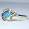 Natural Australian Solid Boulder Opal and Diamond Gold Ring Size - 7.25 US Code  EM09
