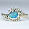 Natural Australian Solid Boulder Opal and Diamond Gold Ring Size - 7.25 US Code  EM09