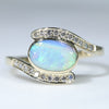 Natural Australian Solid Boulder Opal and Diamond Gold Ring Size - 8 US Code  EM10