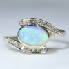 Natural Australian Solid Boulder Opal and Diamond Gold Ring Size - 8 US Code  EM10