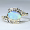 Natural Australian Solid Boulder Opal and Diamond Gold Ring Size - 8 US Code  EM10