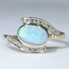 Natural Australian Solid Boulder Opal and Diamond Gold Ring Size - 8 US Code  EM10