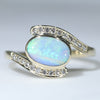 Natural Australian Solid Boulder Opal and Diamond Gold Ring Size - 8 US Code  EM10