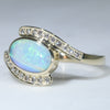 Natural Australian Solid Boulder Opal and Diamond Gold Ring Size - 8 US Code  EM10
