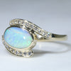 Natural Australian Solid Boulder Opal and Diamond Gold Ring Size - 8 US Code  EM10