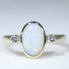 Natural Solid Coober Pedy Opal and Diamond Gold Ring - Size 8 US Code - EM13