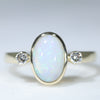 Natural Solid Coober Pedy Opal and Diamond Gold Ring - Size 8 US Code - EM13