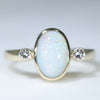 Natural Solid Coober Pedy Opal and Diamond Gold Ring - Size 8 US Code - EM13