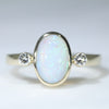 Natural Solid Coober Pedy Opal and Diamond Gold Ring - Size 8 US Code - EM13