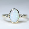Natural Solid Coober Pedy Opal and Diamond Gold Ring - Size 8 US Code - EM13