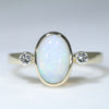 Natural Solid Coober Pedy Opal and Diamond Gold Ring - Size 8 US Code - EM13