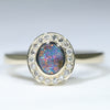 Australian Solid Boulder Opal and Diamond Gold Ring - Size 6.25 US Code EM14