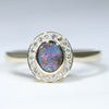 Australian Solid Boulder Opal and Diamond Gold Ring - Size 6.25 US Code EM14